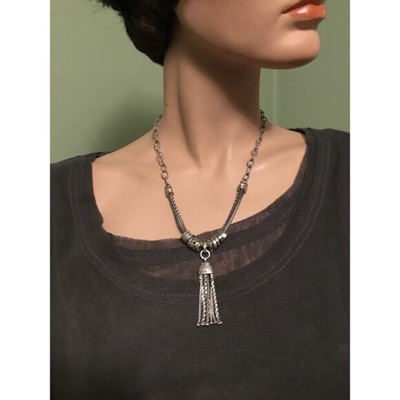 SILPADA Sterling Silver Ornate Gathered Tassel Necklace Retired N2305 MSR $329 - Picture 1 of 4